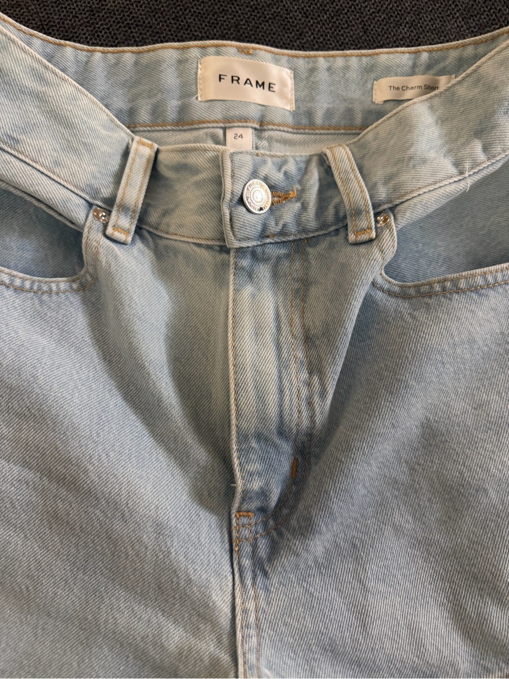 Frame Light Wash Denim High-Rise Shorts - Picture 6 of 9